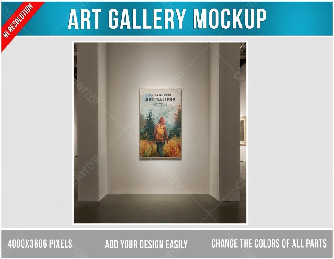 Mockup de Quadro em Galeria de Arte Moderna