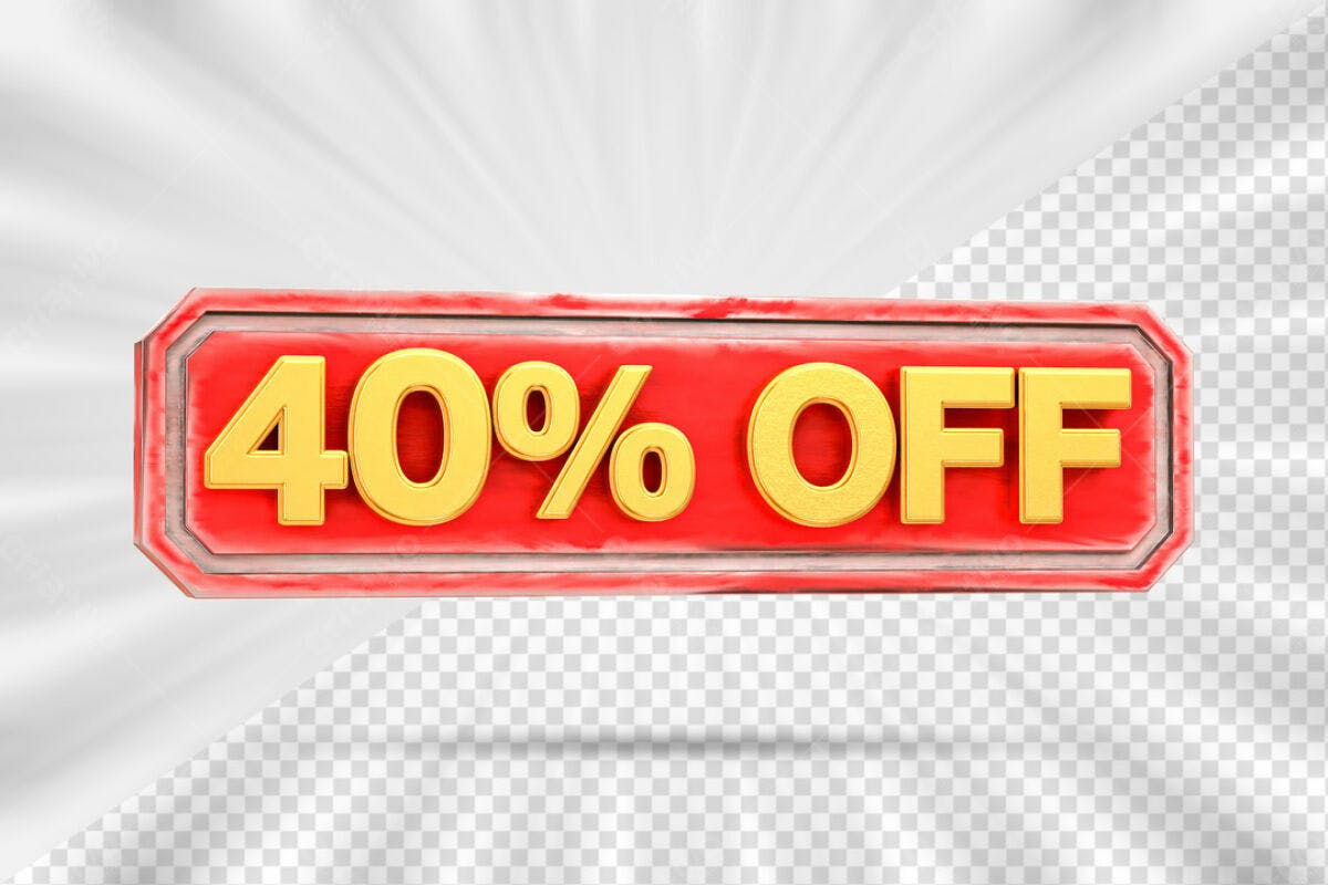 Banner 40% OFF Vermelho e Dourado PSD Editável