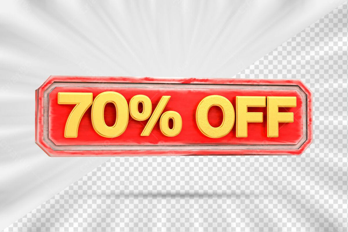 Banner 70% OFF Vermelho e Dourado PSD Editável