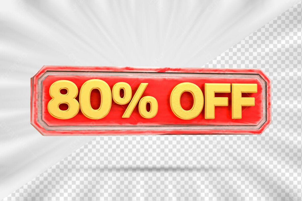 Banner 80% OFF Vermelho e Dourado PSD Editável
