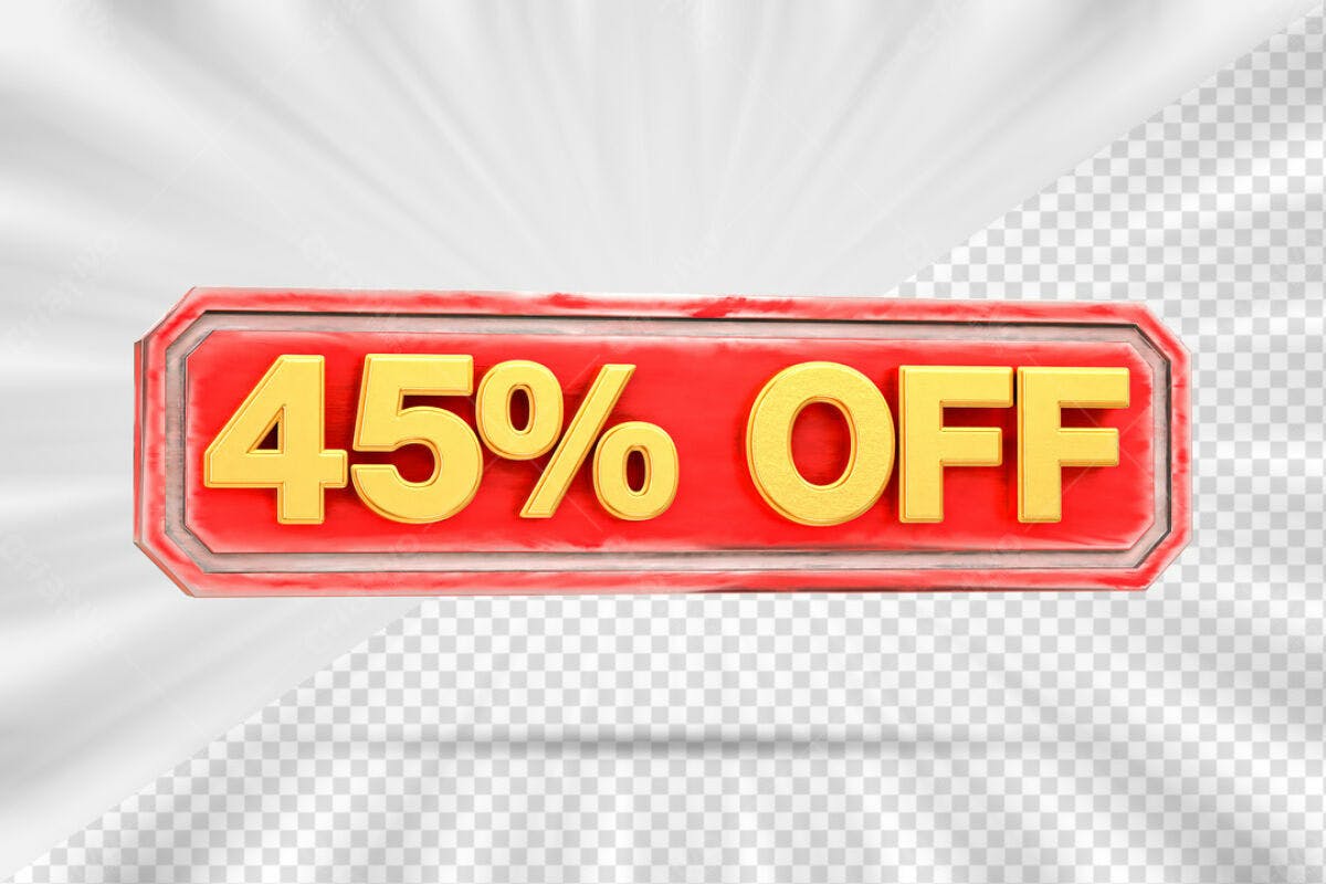 Banner 45% OFF Vermelho e Dourado PSD Editável
