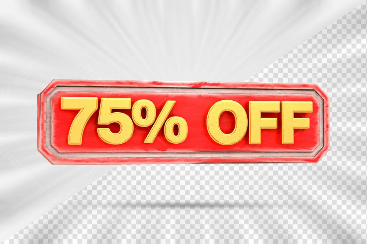 Banner 75% OFF Vermelho e Dourado PSD Editável