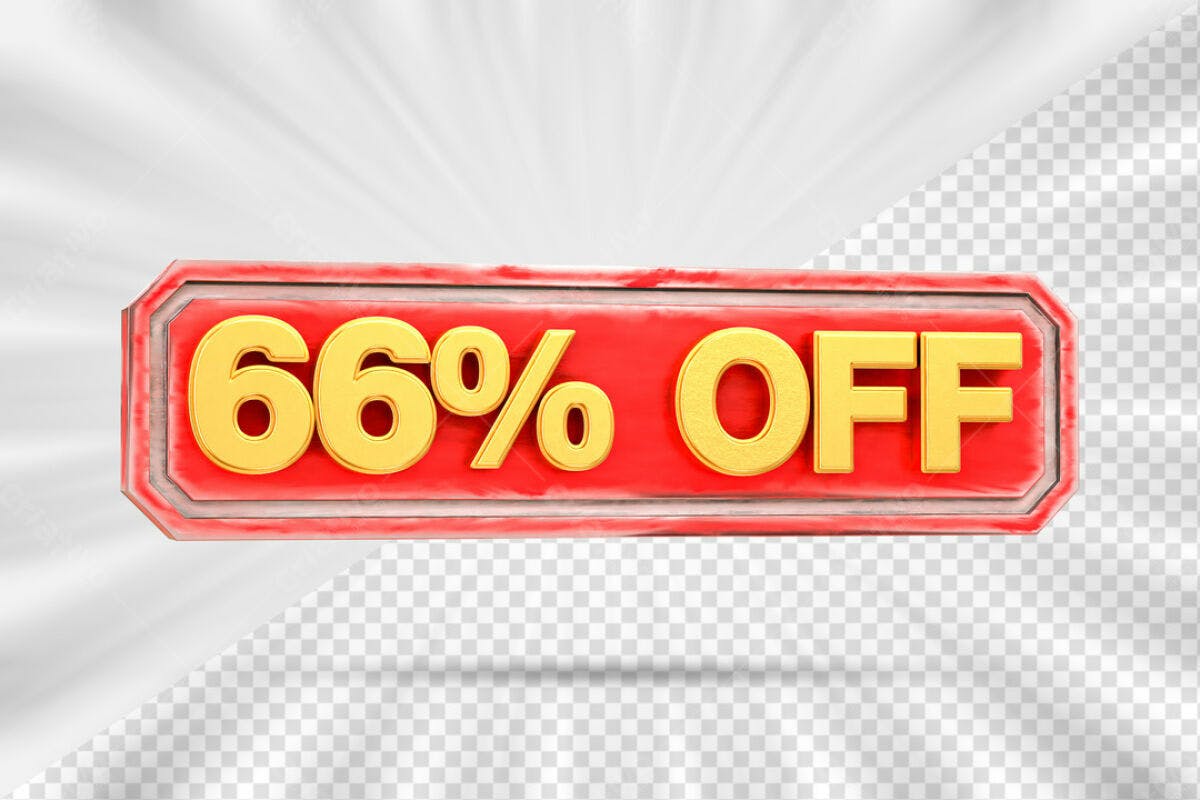 Banner 66% OFF Vermelho e Dourado PSD Editável