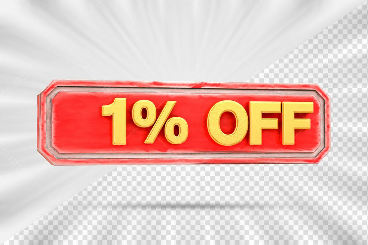 Banner 1% Off Vermelho e Dourado PSD Editável