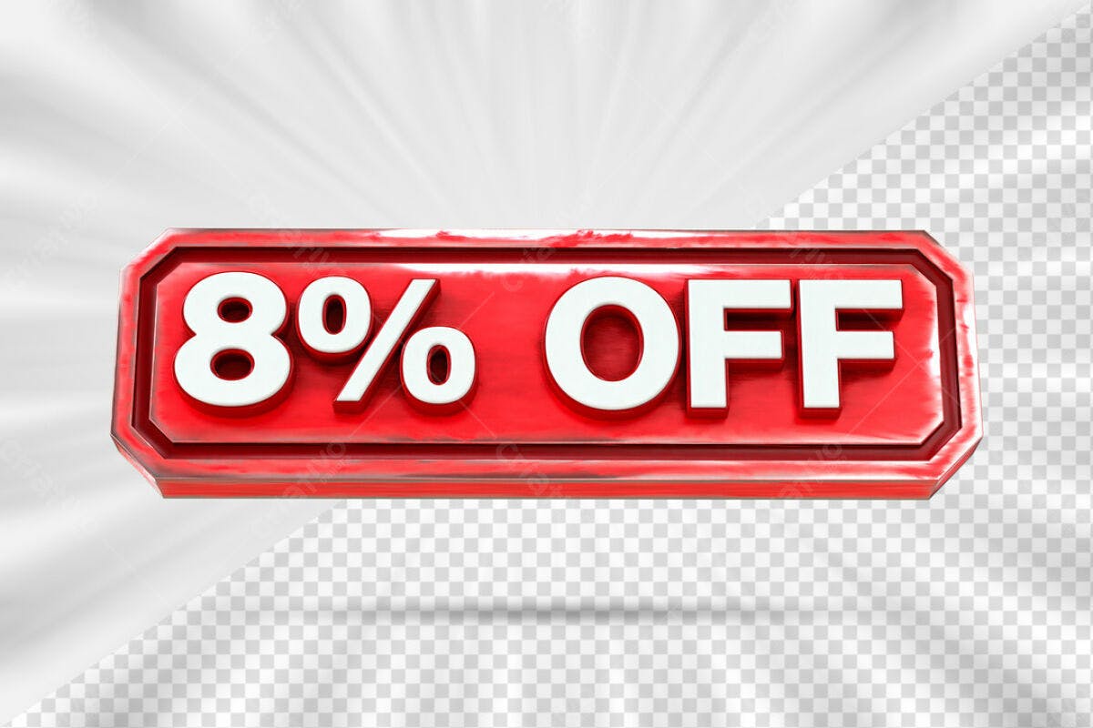 Banner 8% OFF Vermelho PSD Editável