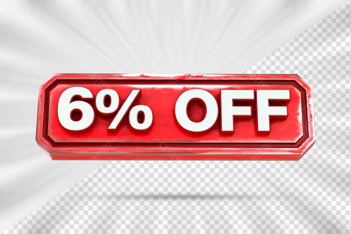 Banner 6% OFF Vermelho PSD Editável