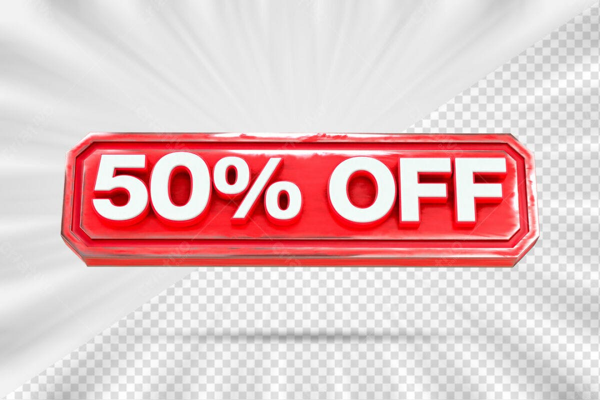 Banner 50% OFF Vermelho PSD Editável