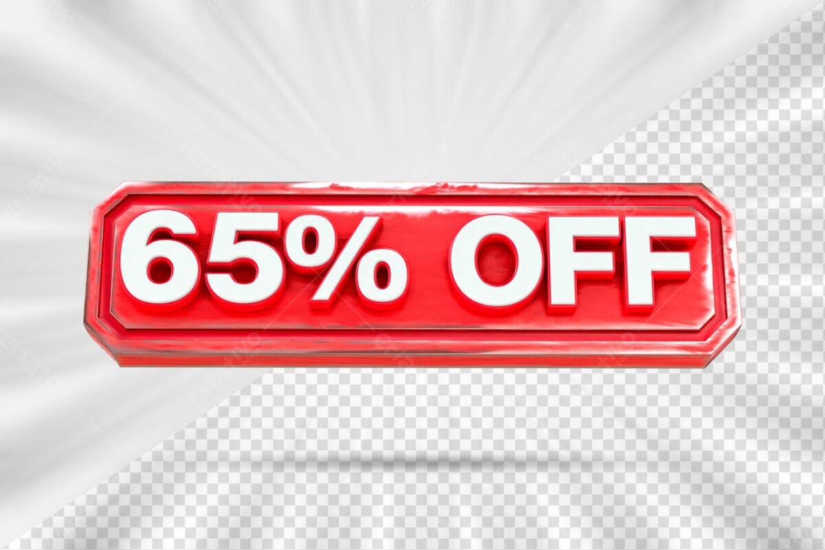 Banner 65% Off Vermelho PSD Editável