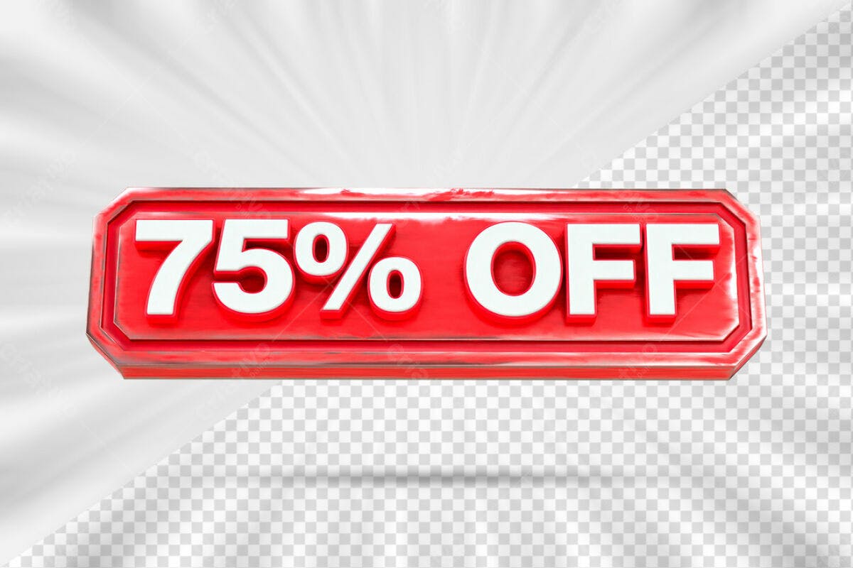 Banner 75% OFF Vermelho PSD Editável
