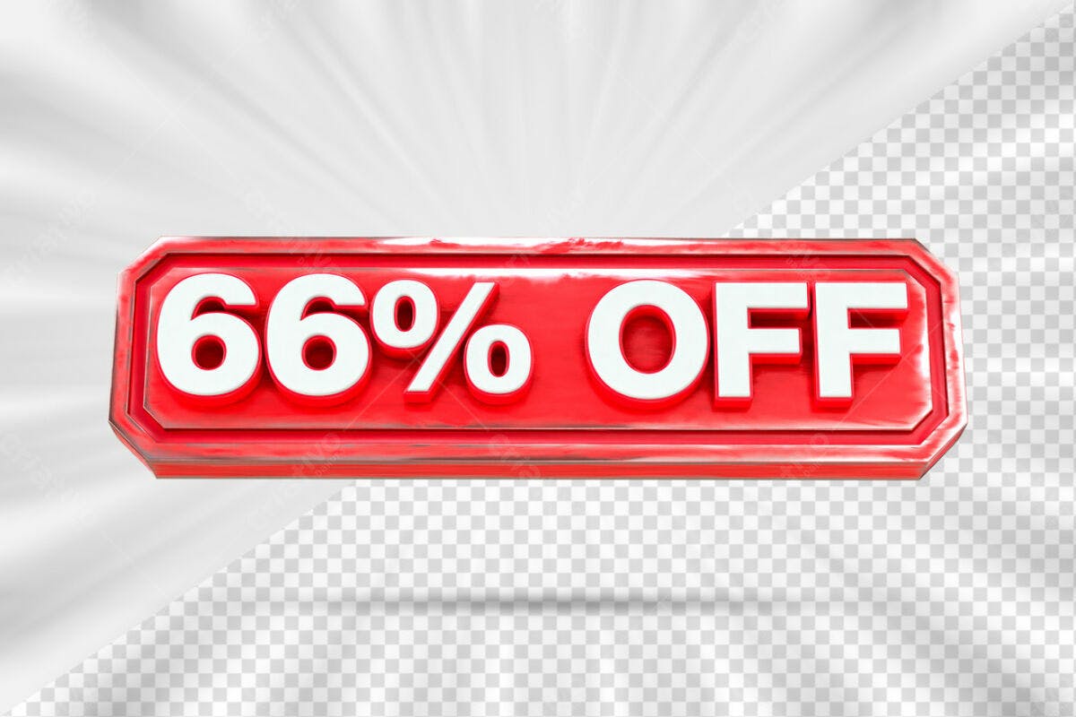 Banner 66% OFF Vermelho PSD Editável