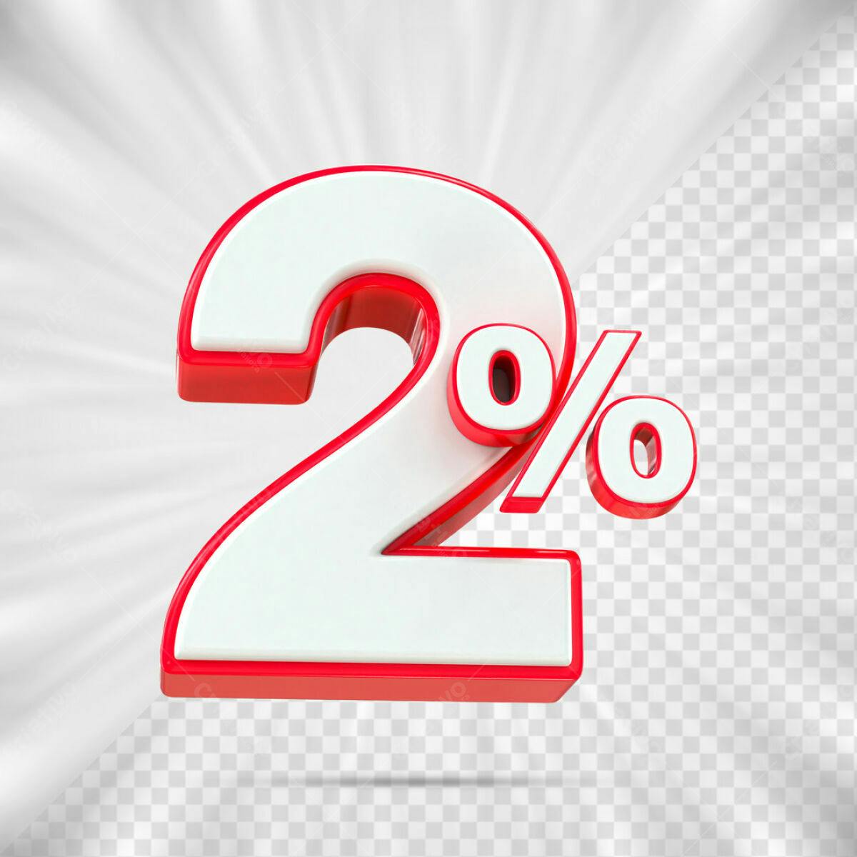 Design de Número 2% em PSD para Promoções