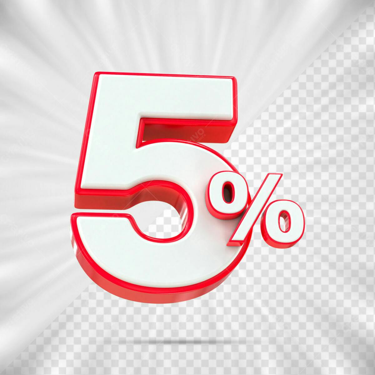 Design de Número 5% de Desconto PSD Editável