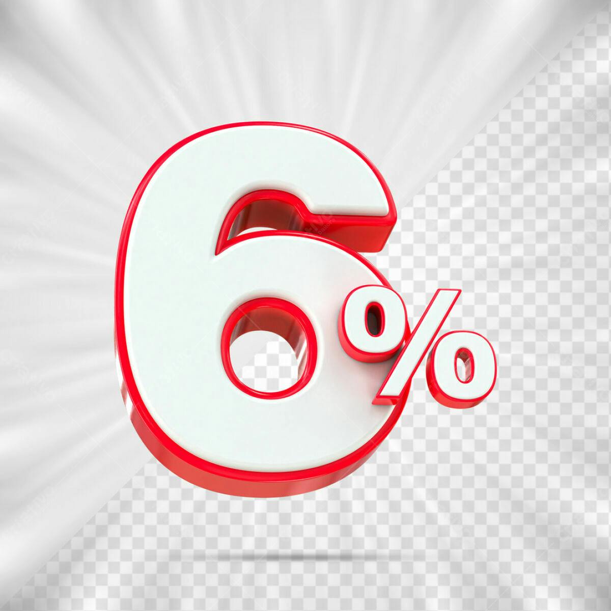 Design de Número 6% em PSD Editável para Promoções