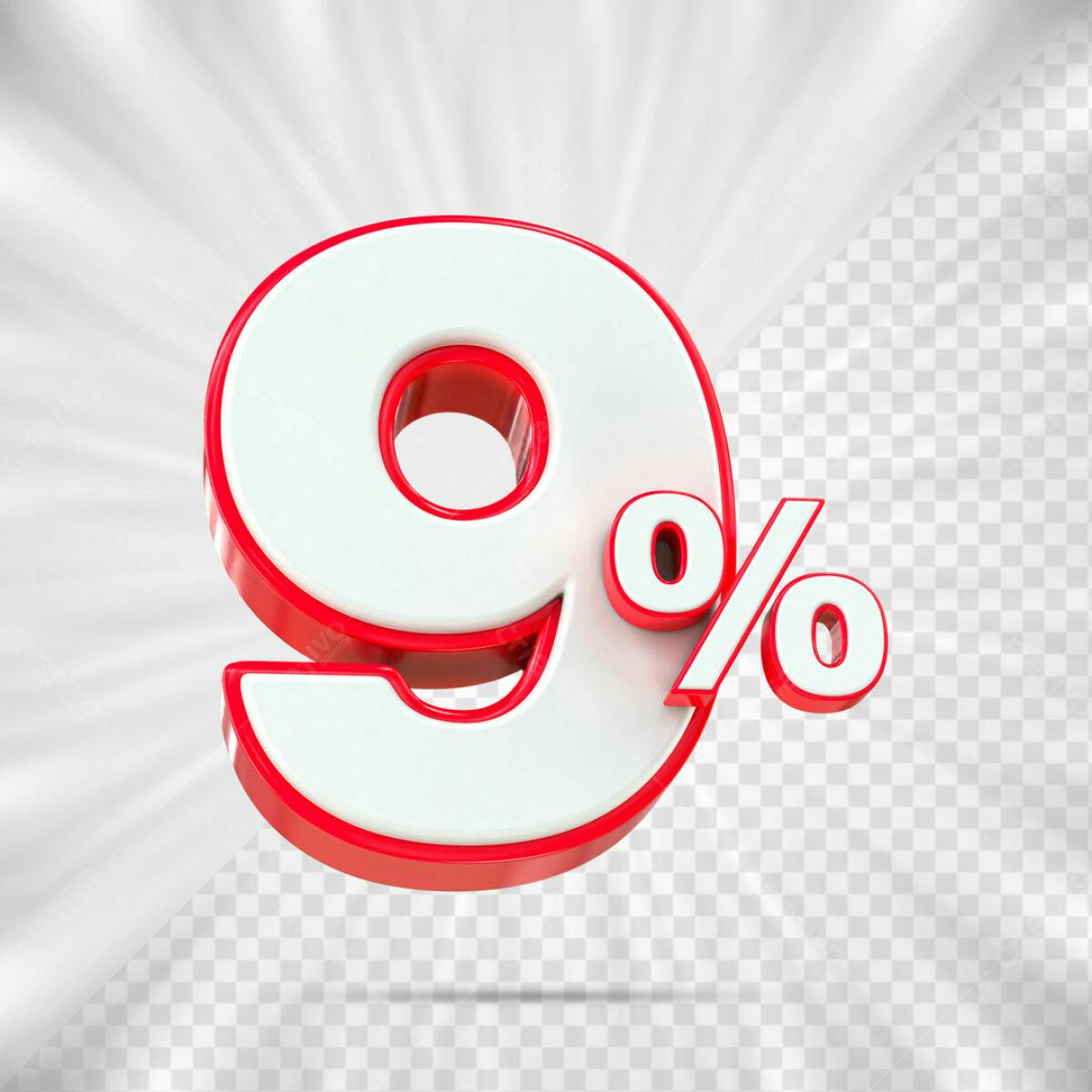 Design de Número 9% em PSD Editável para Promoções