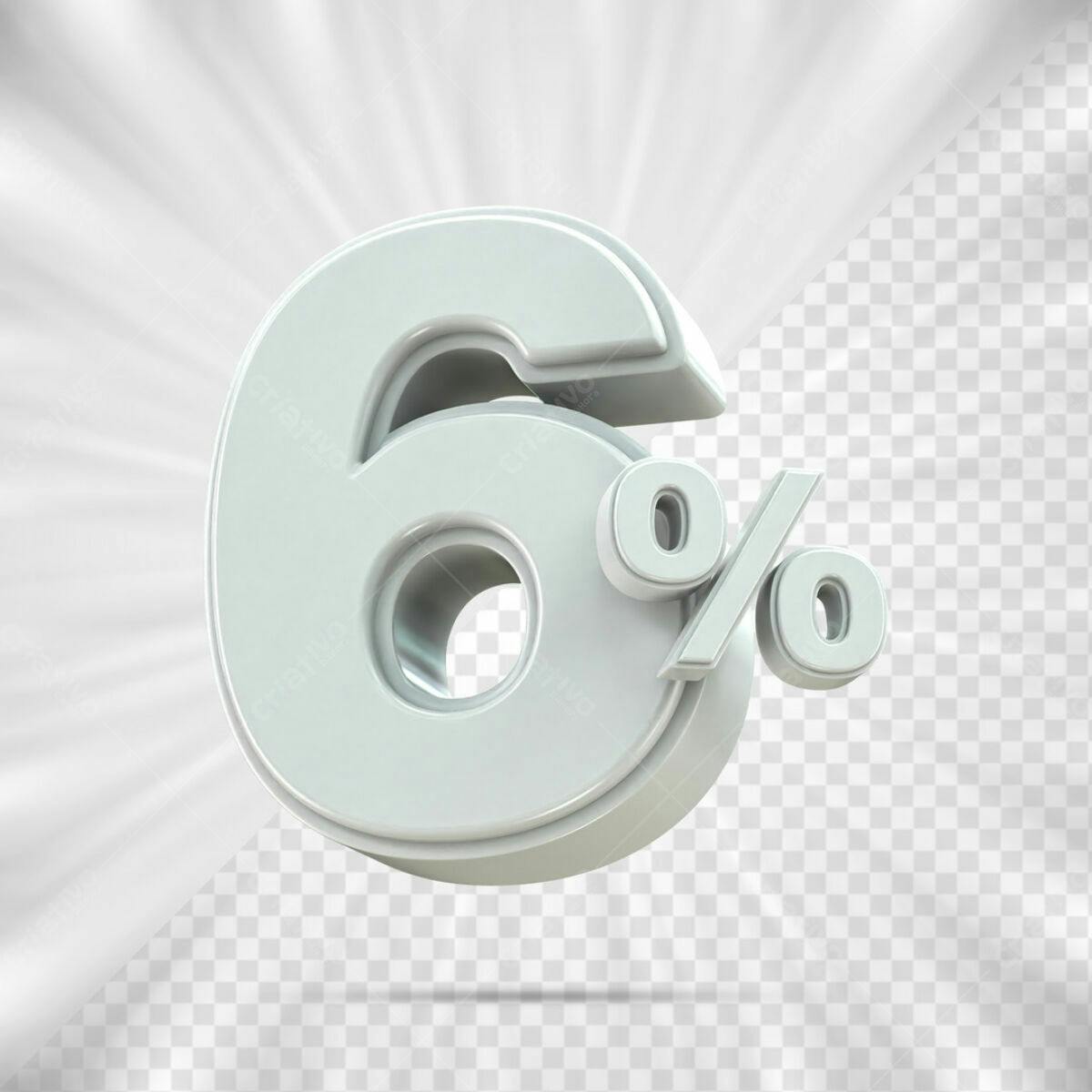 Elemento 3D 6% Desconto PSD Editável