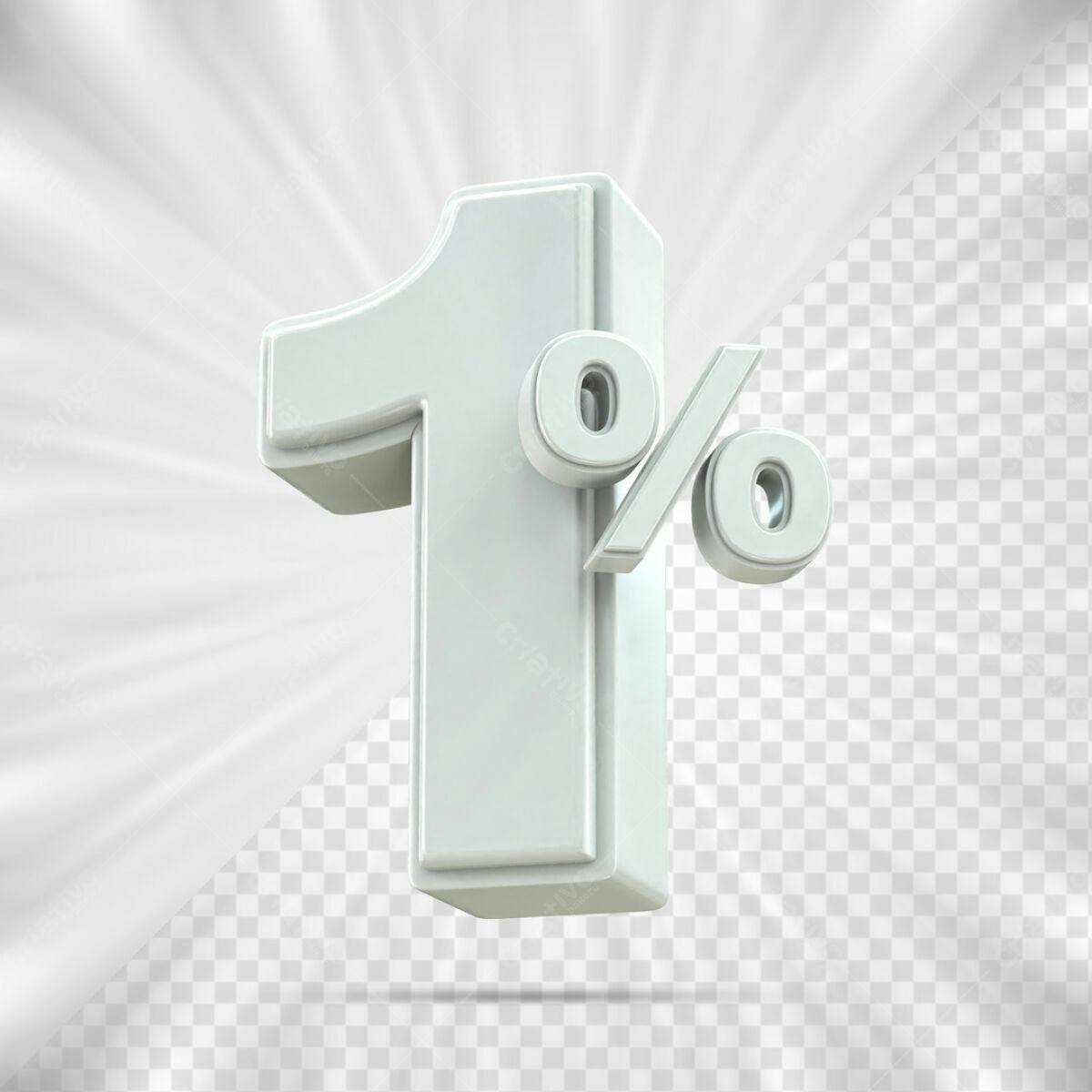 Elemento 3D 1% para Promoções PSD Editável