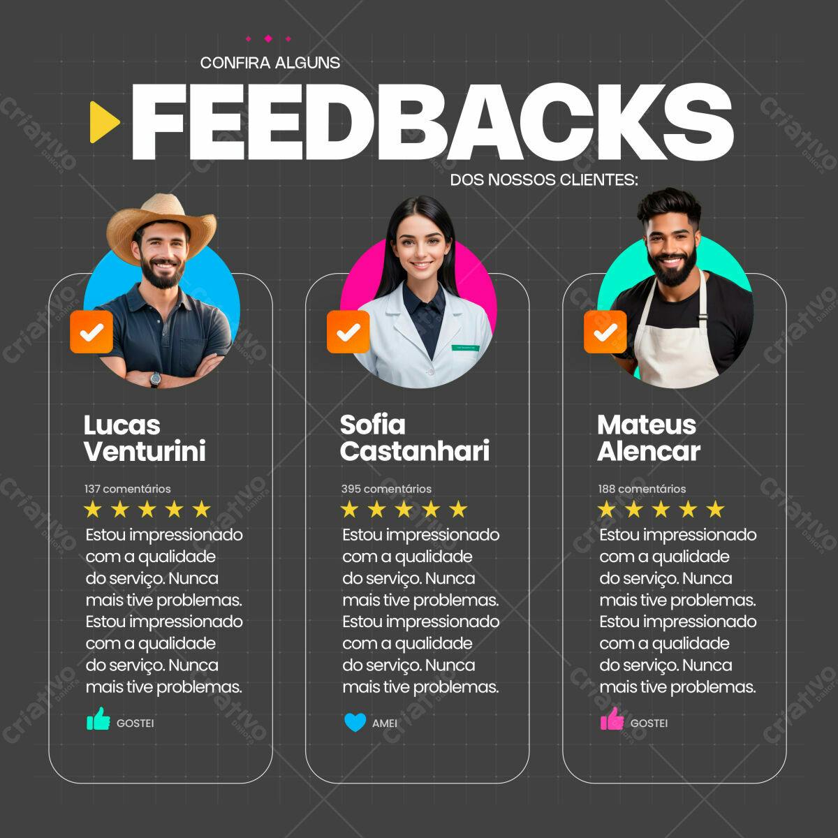 Modelo de Feedback PSD Editável para Redes Sociais