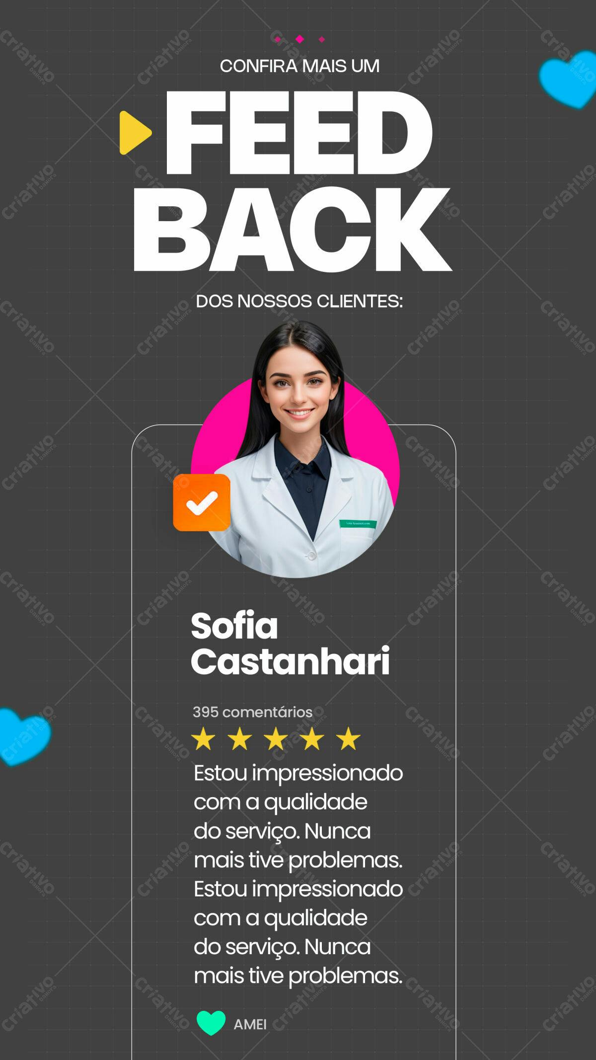 Post de Feedback para Redes Sociais PSD Editável