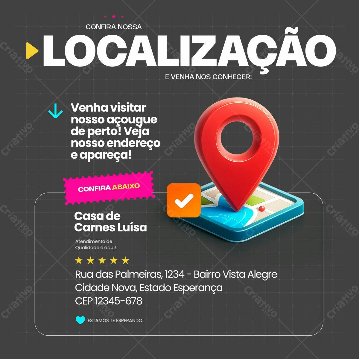 Flyer para Localização de Açougue PSD Editável