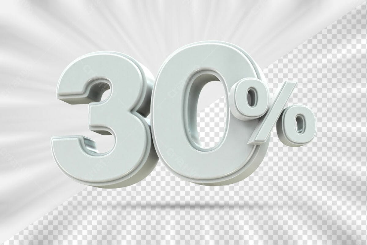 Elementos 3D para Promoção 30% OFF PSD Editável
