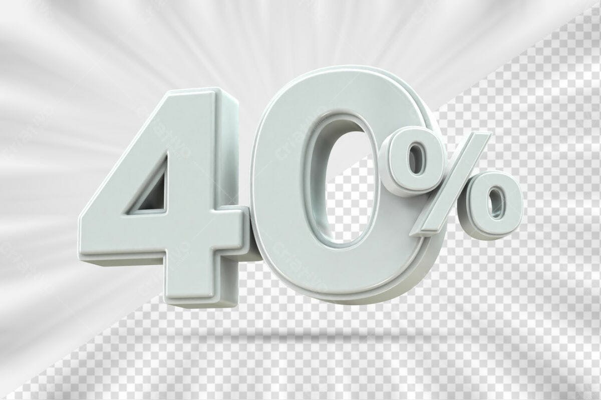 Elemento 3D 40% de Desconto PSD Editável