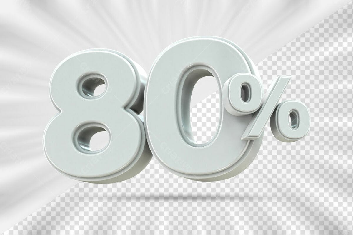 Elementos 3D para Promoção 80% OFF PSD Editável