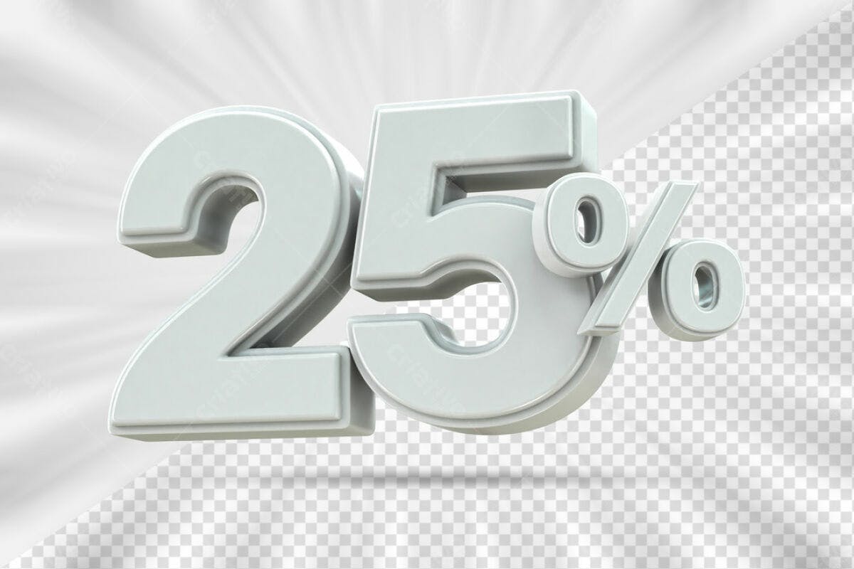 Elemento 3D 25% Desconto PSD Editável