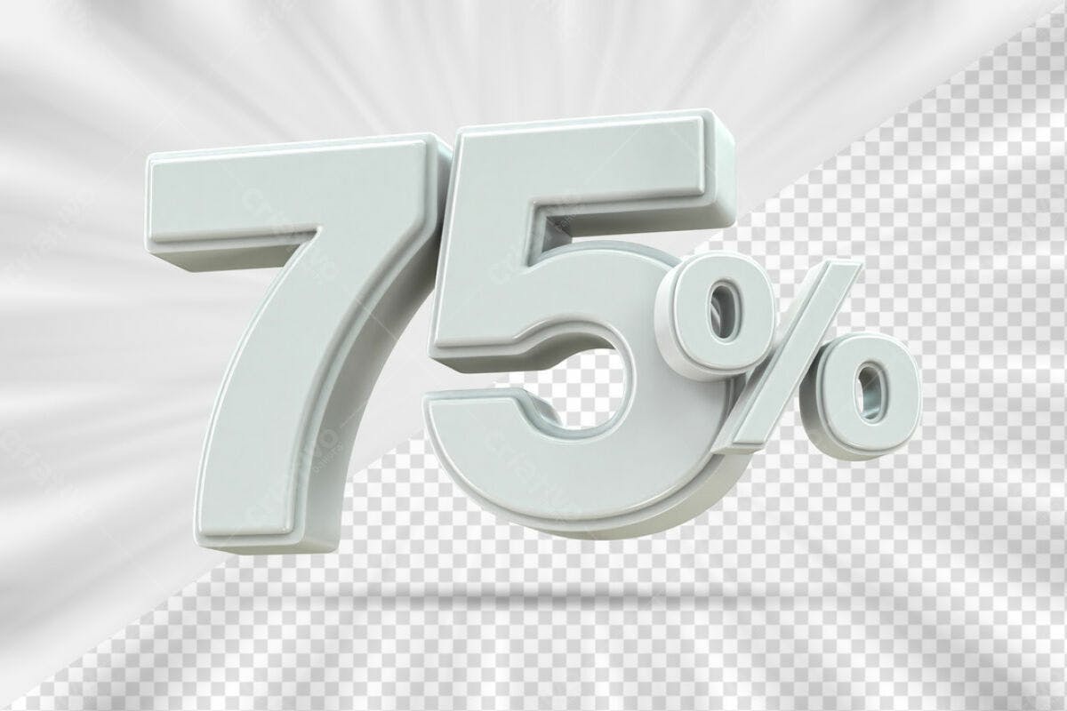 Elemento 3D 75% de Desconto PSD Editável