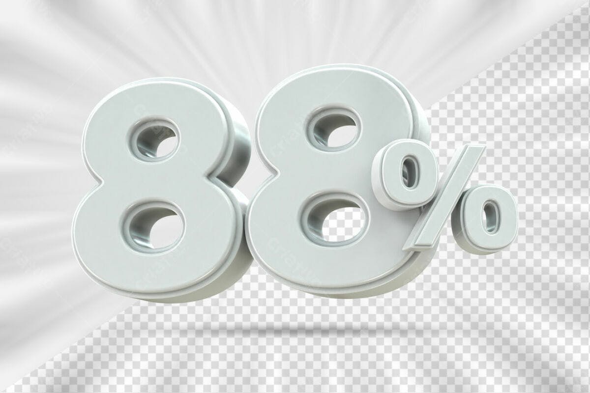 Design de Número 88% para Promoção PSD Editável