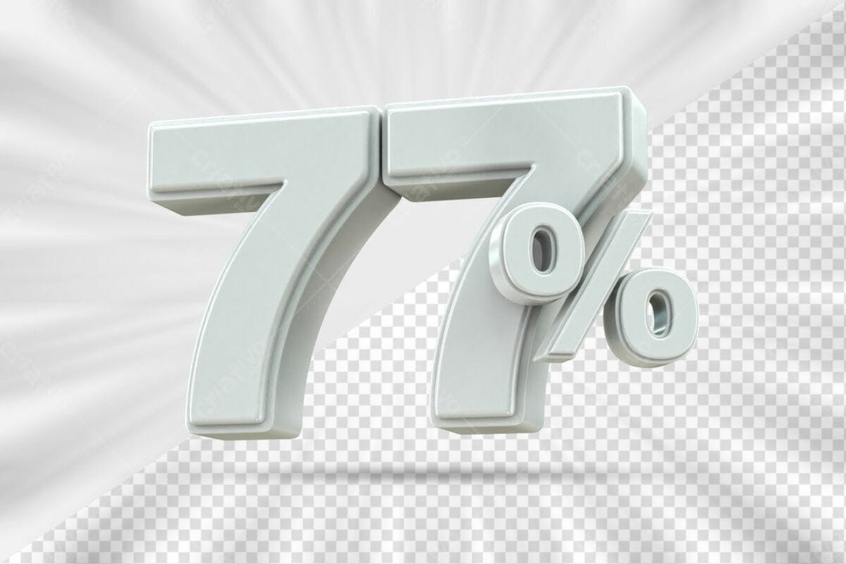 Elementos 3D para Promoção 77% PSD Editável