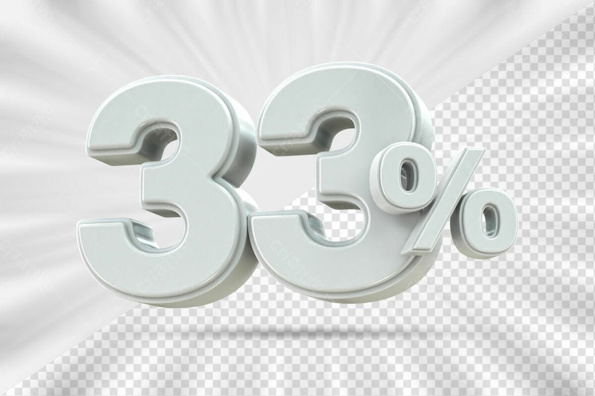 Elementos 3D para Desconto 33% PSD Editável