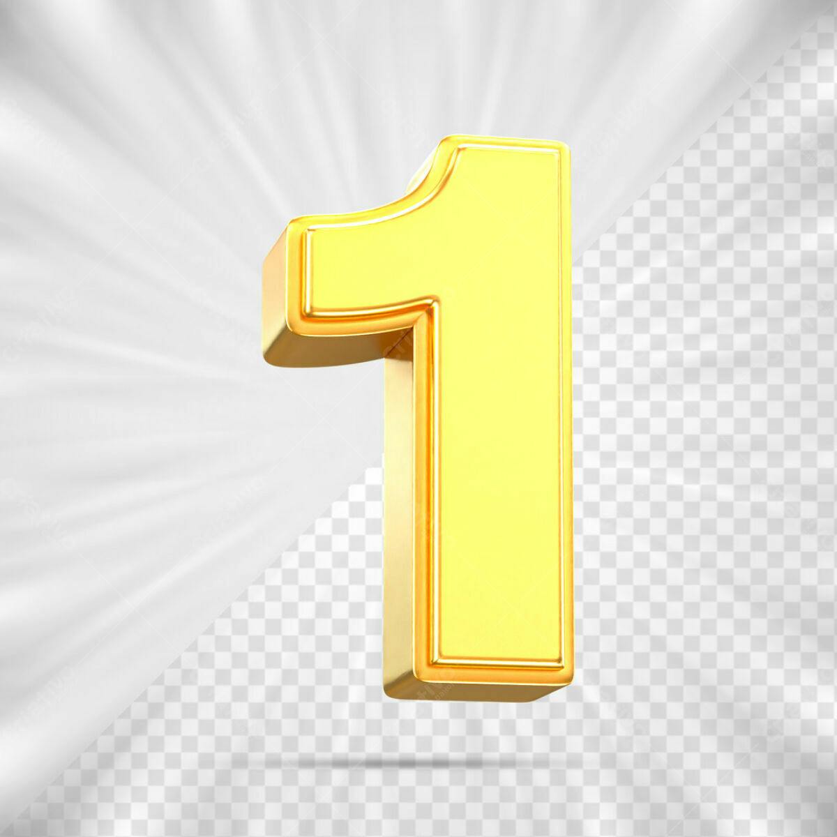 Número 1 Dourado em 3D PSD Editável