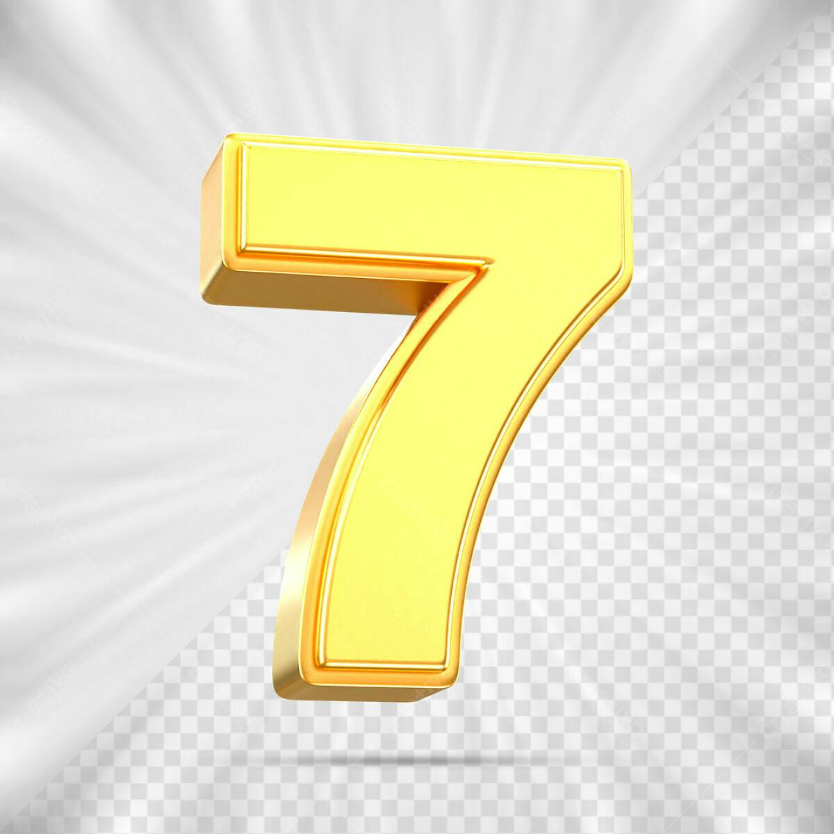 Número 7 Dourado em 3D PSD Editável