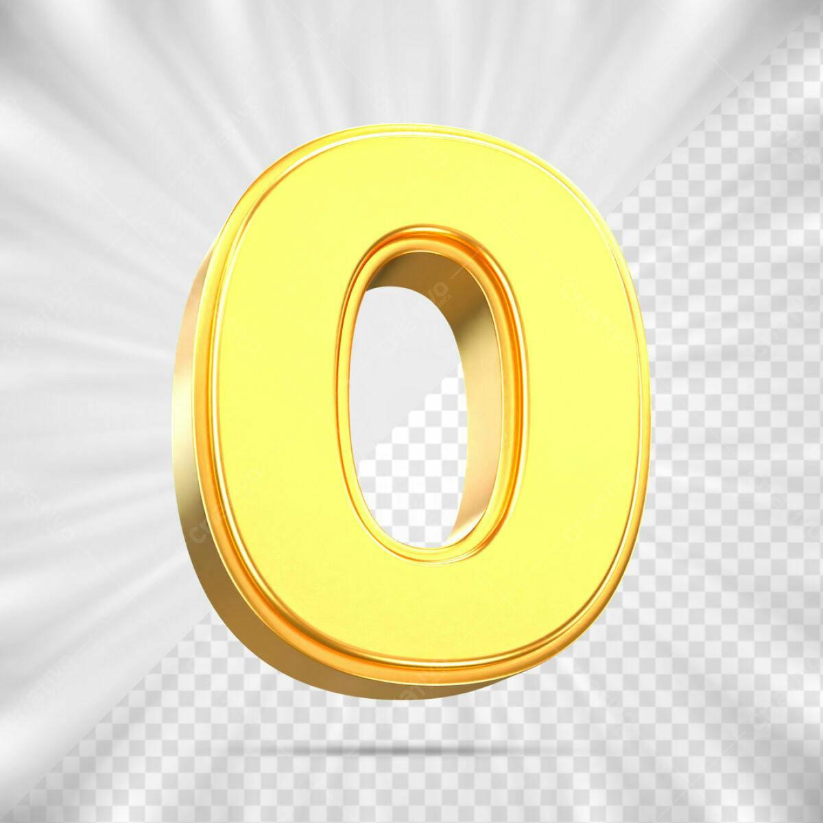 Alfabeto Dourado Letra O PSD Editável