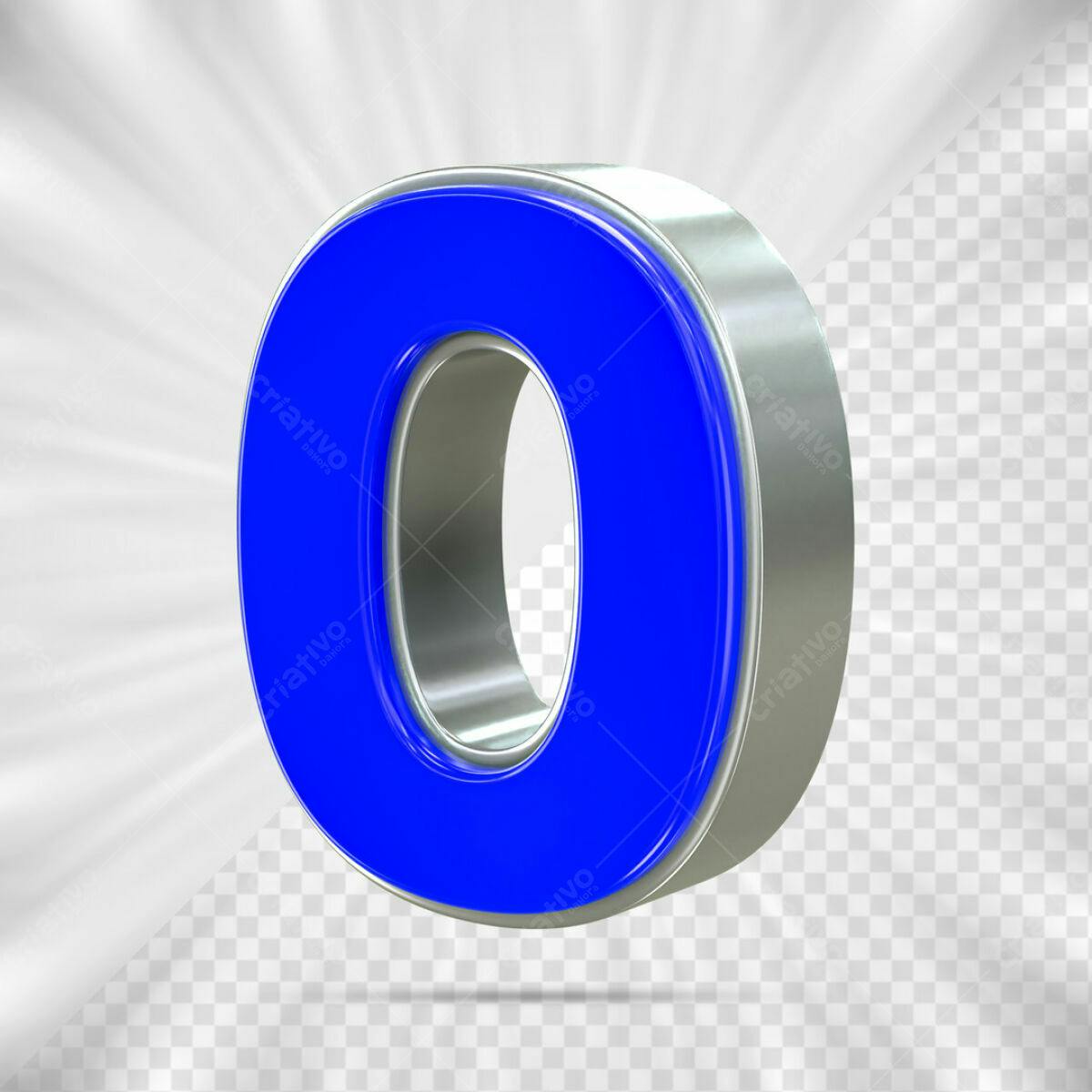 Letra 3D Azul e Prata PSD Editável