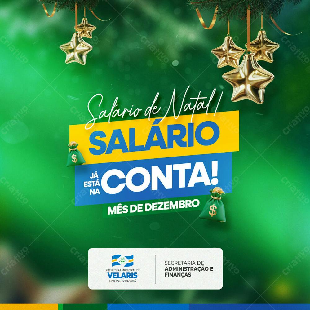 Prefeitura Salário De Natal Na Conta Aviso Informe Comunicado Social Media Psd Editável