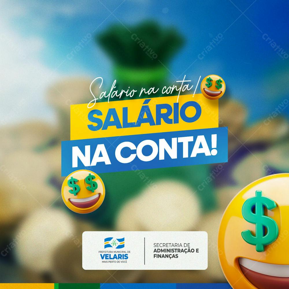Prefeitura Salário Na Conta Aviso Informe Comunicado Social Media Psd Editável