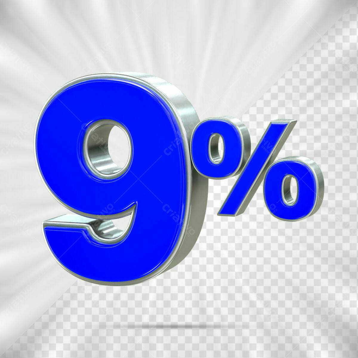Elemento 3D 9% Desconto PSD Editável