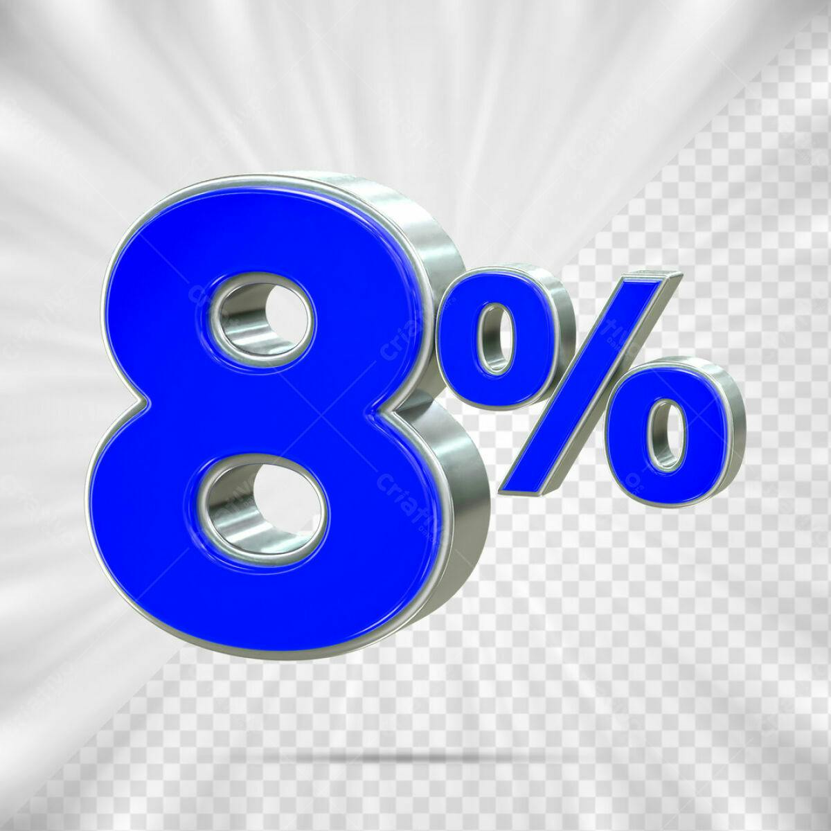 Elemento 8% Desconto Azul e Prata PSD Editável