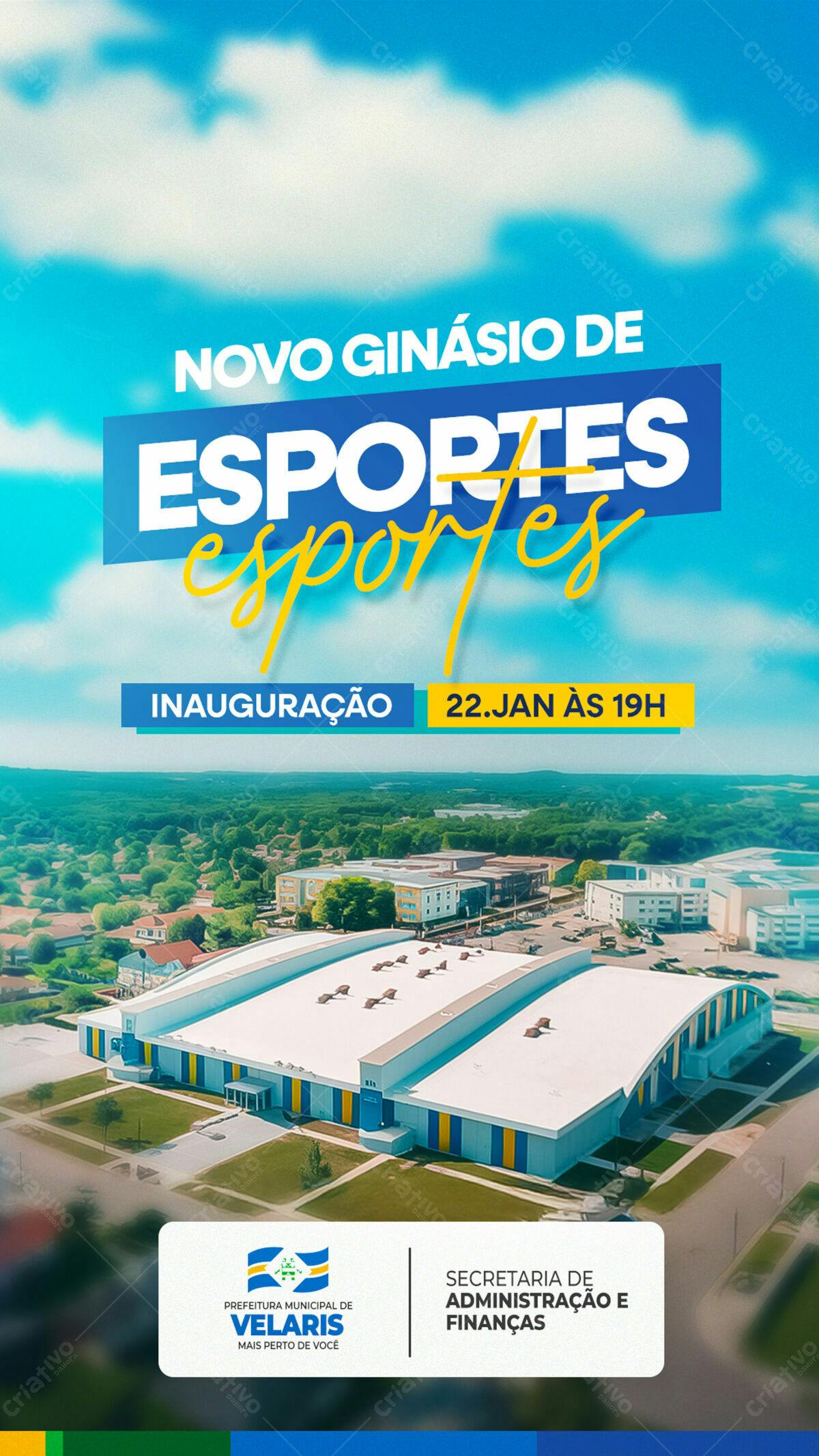 Flyer Inauguração Ginásio de Esportes PSD Editável