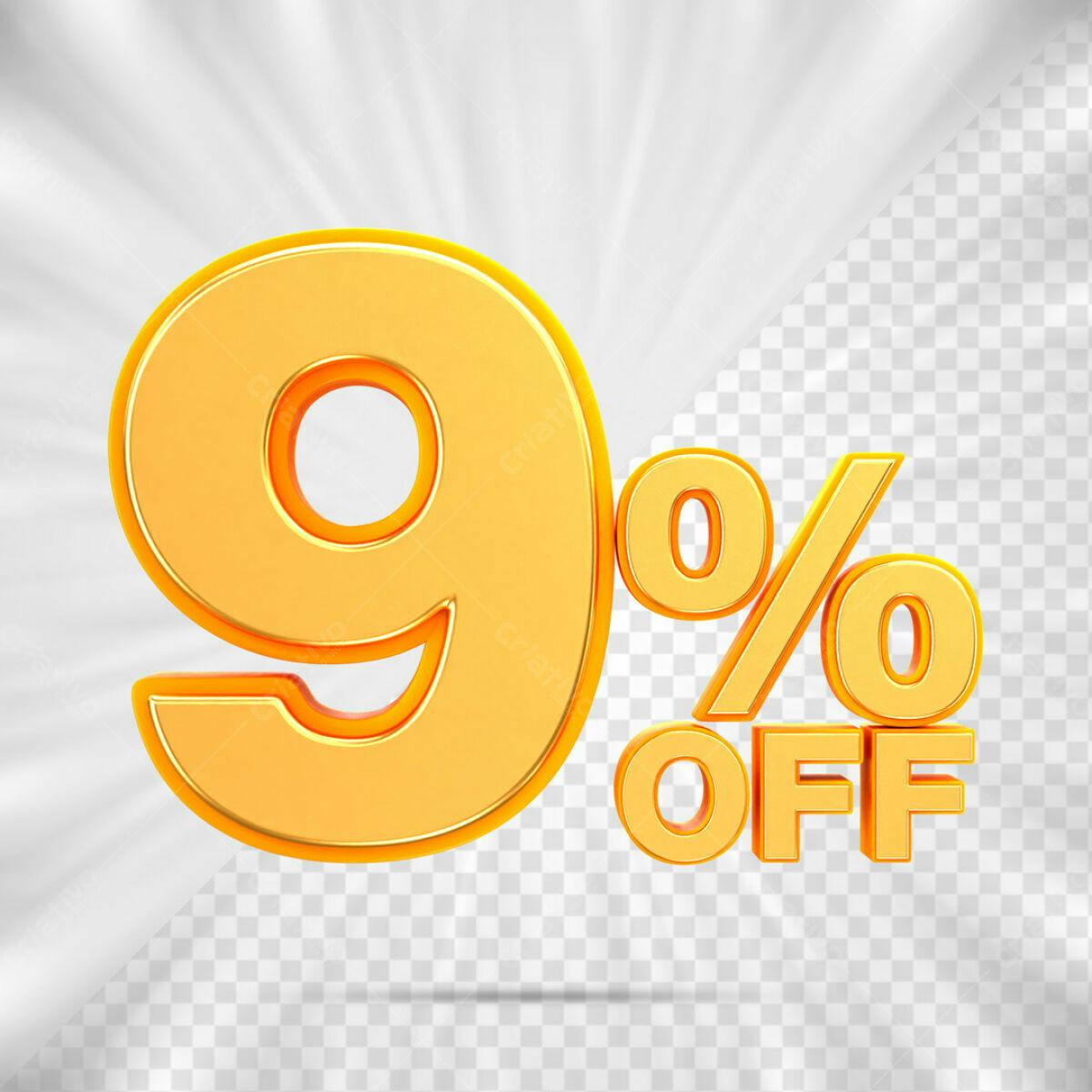 Elementos 3D para Promoção 9% OFF PSD Editável