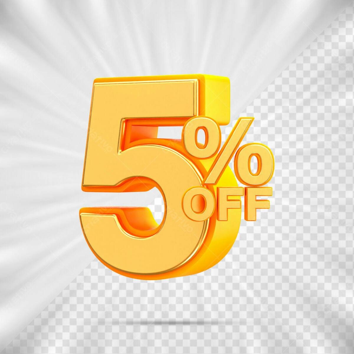 Elemento 3D 5% OFF para Promoções PSD Editável