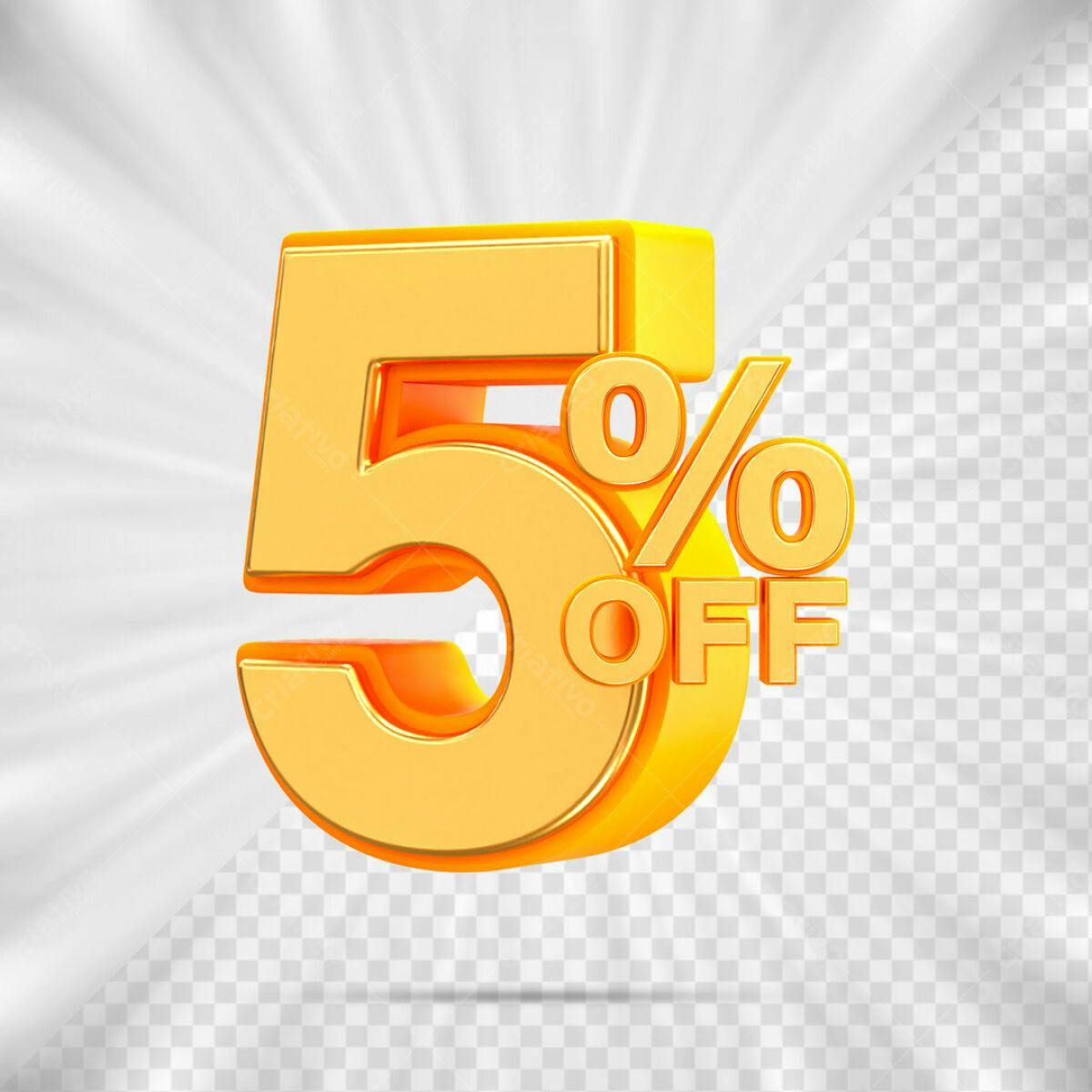 Elemento 3D 5% Off PSD Editável