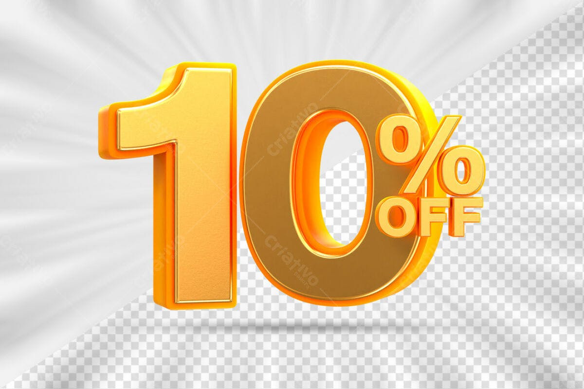 Elementos 3D para Promoção 10% OFF PSD Editável