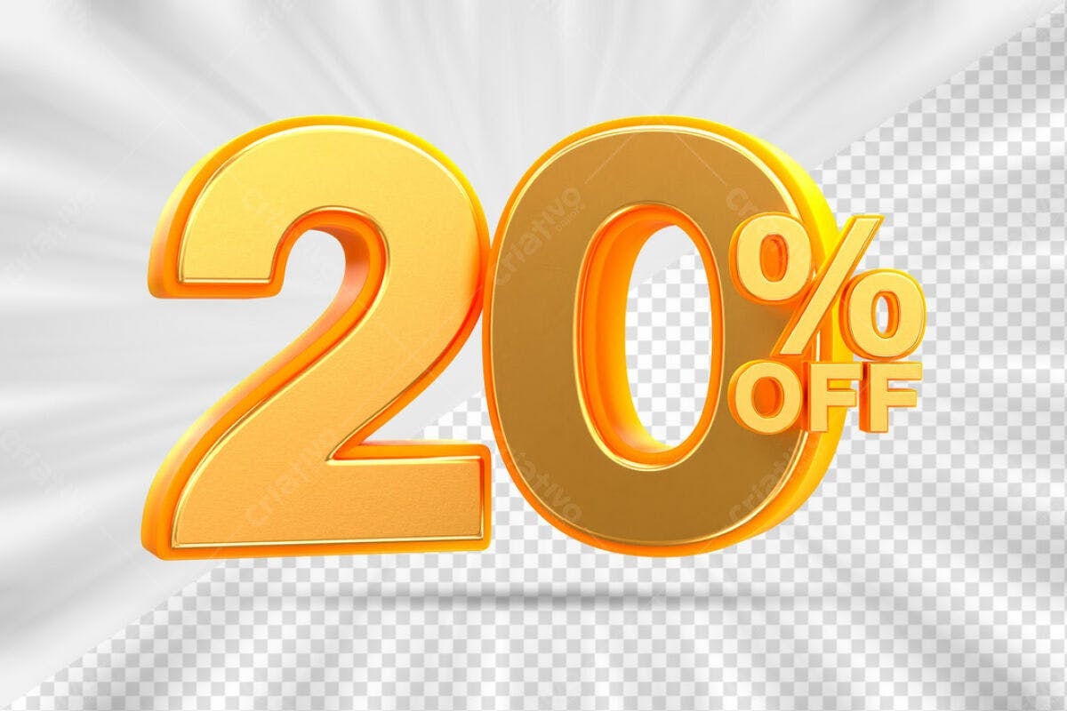 Elemento 3D 20% OFF PSD Editável