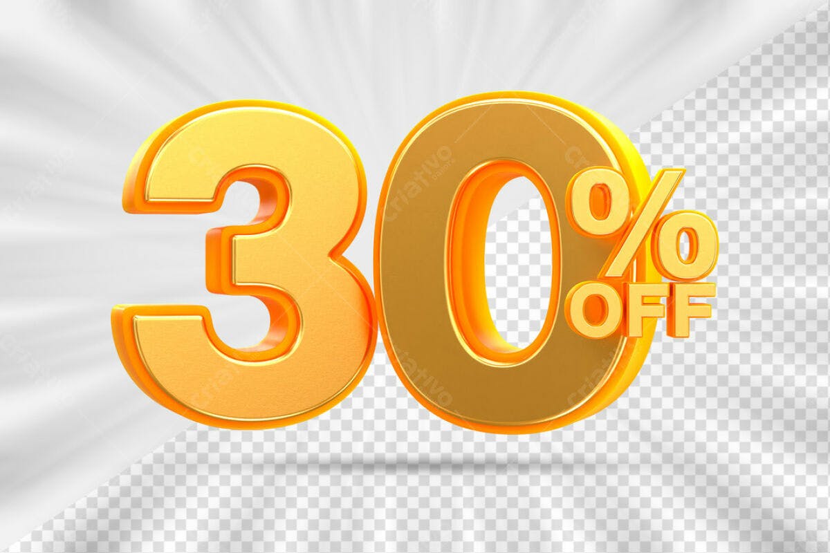 Números 30% OFF em PSD Editável para Promoções