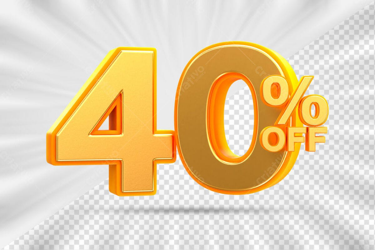 Números 40% OFF em PSD Editável para Promoções