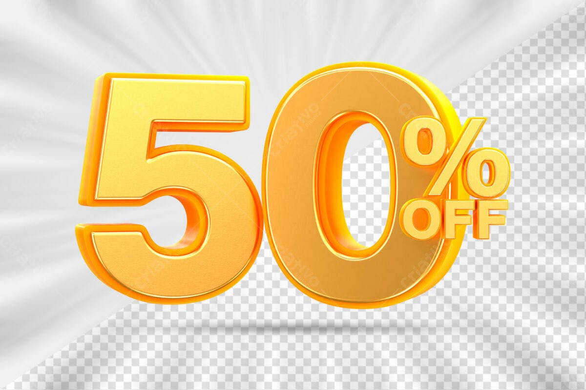 Elementos 3D para Promoção 50% OFF PSD Editável