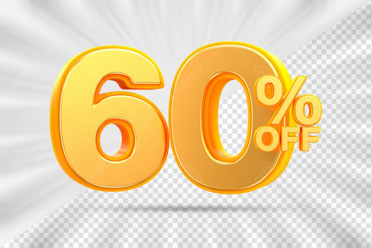 Elementos 3D para Promoção 60% Off PSD Editável