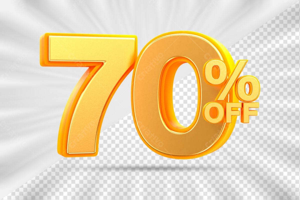 Elementos 3D para Promoção 70% OFF PSD Editável